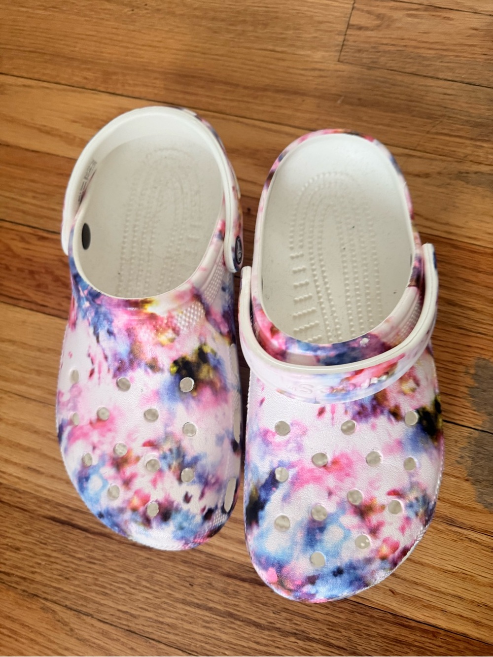 Women’s  Tie-Dye Clog Sandals - White/Pink/Blue